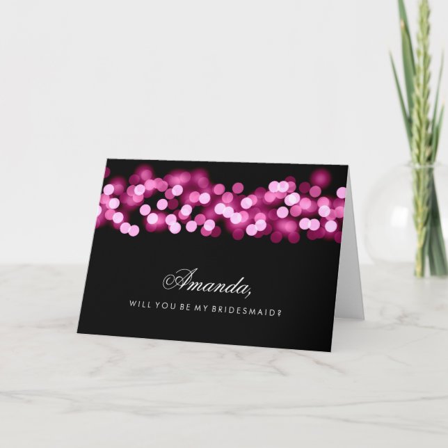 Invitación Glam de Hollywood rosa sé mi dama de honor (Anverso)