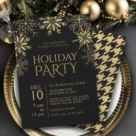 Invitación Glam de vacaciones de copos de nieve con patas dor