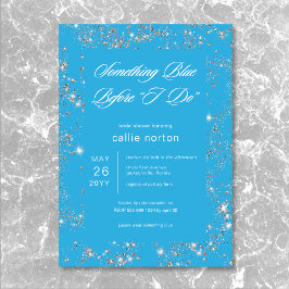 Invitación Glam Diamond Moderno Algo Ducha Azul Bridal