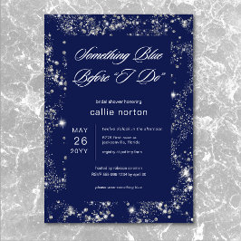 Invitación Glam Diamond Moderno Algo Ducha Azul Bridal