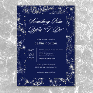 Invitación Glam Diamond Moderno Algo Ducha Azul Bridal