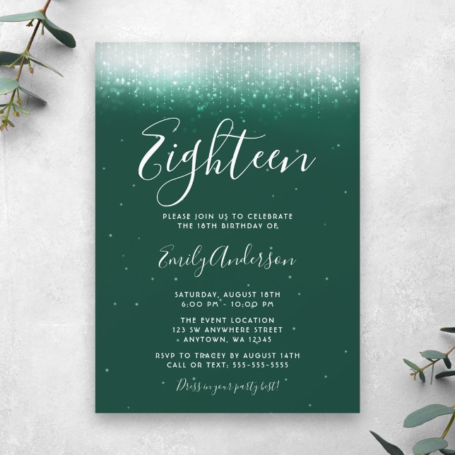 Invitación Glam Emerald Green 18 cumpleaños (Subido por el creador)