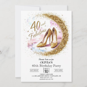 Invitación Glam Fabulous Digital Gold 40 cumpleaños
