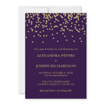 Glam Faux Gold Confetti y Deep Purple Boda