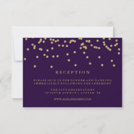 Invitación Glam Faux Gold Confetti y recepción Profunda Purpl