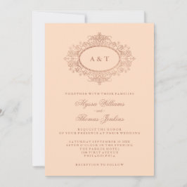 Invitación Glam Faux Rosa Gold en Rubor Boda Rosa