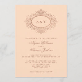 Invitación Glam Faux Rosa Gold en Rubor Boda Rosa