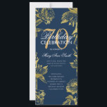 Invitación Glam Floral 70th Birthday Program Gold Navy Menu<br><div class="desc">Elegante diseño "Programa de fiesta de cumpleaños" con Arreglo floral en oro con texto personalizado.</div>