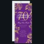 Invitación Glam Floral 70th Birthday Program Gold Purple Menu<br><div class="desc">Elegante diseño "Programa de fiesta de cumpleaños" con Arreglo floral en oro con texto personalizado.</div>