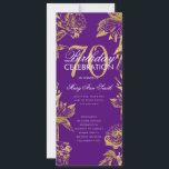 Invitación Glam Floral 70th Birthday Program Gold Purple Menu<br><div class="desc">Elegante diseño "Programa de fiesta de cumpleaños" con Arreglo floral en oro con texto personalizado.</div>