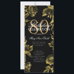 Invitación Glam Floral 80th Birthday Program Gold Black Menu<br><div class="desc">Elegante diseño "Programa de fiesta de cumpleaños" con Arreglo floral en oro con texto personalizado.</div>