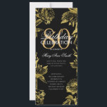 Invitación Glam Floral 80th Birthday Program Gold Black Menu<br><div class="desc">Elegante diseño "Programa de fiesta de cumpleaños" con Arreglo floral en oro con texto personalizado.</div>