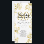 Invitación Glam Floral 80th Birthday Program Gold Menu<br><div class="desc">Elegante diseño "Programa de fiesta de cumpleaños" con Arreglo floral en oro con texto personalizado.</div>