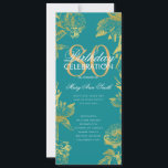 Invitación Glam Floral 80th Birthday Program Gold Menú Verde<br><div class="desc">Elegante diseño "Programa de fiesta de cumpleaños" con Arreglo floral en oro con texto personalizado.</div>