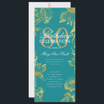 Invitación Glam Floral 80th Birthday Program Gold Menú Verde<br><div class="desc">Elegante diseño "Programa de fiesta de cumpleaños" con Arreglo floral en oro con texto personalizado.</div>