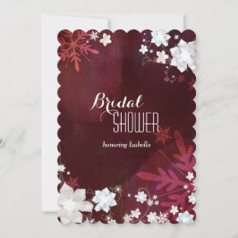 Invitación Glam Floral Merlot Winter Bridal Shower