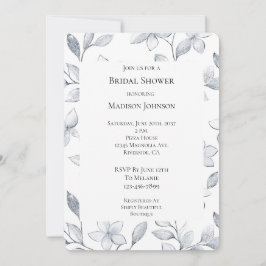Invitación Glam Floral Silver Bridal Shower