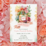 Invitación Glam Fourty y Fancy Fabulous Birday<br><div class="desc">¡Un fabuloso perfume de acuarela y un diseño floral hacen que estos 40 años le inviten a divertirse y a que le guste!</div>