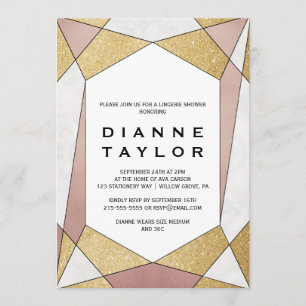 Invitación Glam Geometric Diamond Lingerie Shower