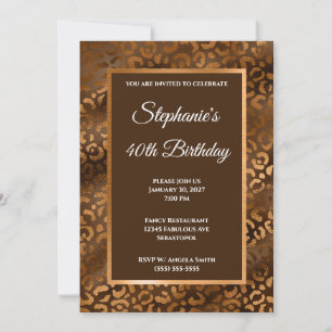 Invitación Glam Glam, leopardo del Relieve metalizado bronce