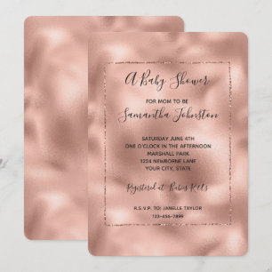 Invitación Glam Glitz Baby Shower Rosa Gold Pink