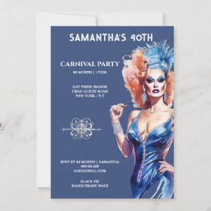 Invitación Glam glitz, festival del carnaval de la reina de l