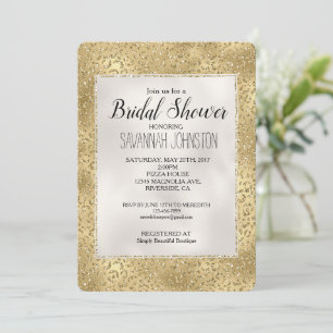 Invitación Glam Glitzy Purpurina Leopard Print Bridal