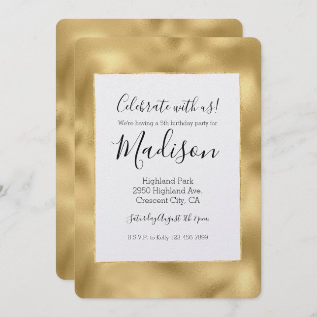 Invitación Glam Gold (Anverso / Reverso)