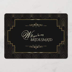 Invitación Glam Gold Art Deco de 1920 Sé mi dama de honor