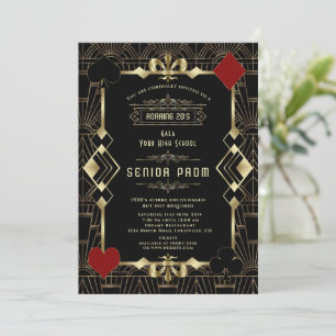 Invitación Glam Gold Black Casino Gatsby 20s Senior PROM