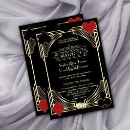 Invitación Glam Gold Black Gatsby Style Roaring 20s Boda