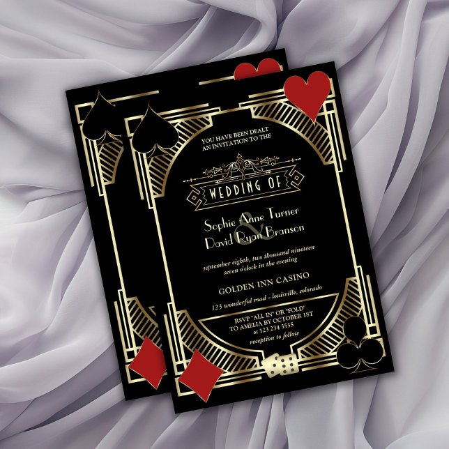 Invitación Glam Gold Black Gatsby Style Roaring 20s Boda (Subido por el creador)