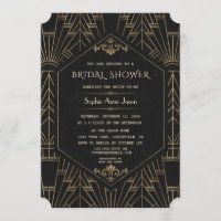 Glam Gold Black Great Gatsby 20s Bridal Shower