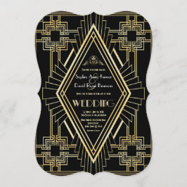 Invitación Glam Gold Black Great Gatsby Boda