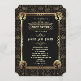 Invitación Glam Gold Black Great Gatsby Sweteen