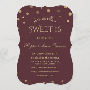 Invitación Glam Gold Confetti Love Burgundy Sweteen