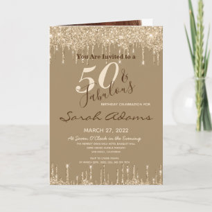 Invitación Glam Gold Drips 50 y fiesta de cumpleaños de Fab