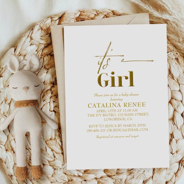 Invitación Glam Gold es un Baby Shower Chica (Subido por el creador)