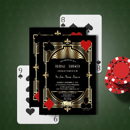 Invitación Glam Gold Fleur-de-lis Gatsby Style Bridal Shower