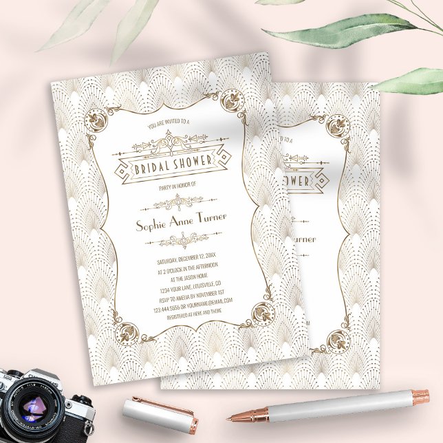 Invitación Glam Gold Fleur-de-lis Roaring ducha de novias de  (Subido por el creador)