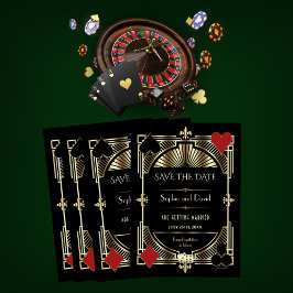 Invitación Glam Gold Gatsby Roaring Boding 20's Save the Date