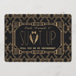Invitación Glam Gold Gran Gatsby ¿SERÁS MI PADRINO?