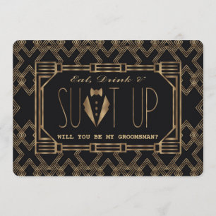 Invitación Glam Gold Gran Gatsby ¿SERÁS MI PADRINO?