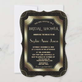 Invitación Glam Gold Great Gatsby Art Deco 20s Bridal Shower