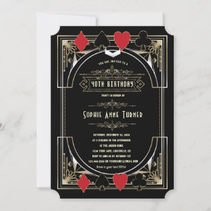 Invitación Glam Gold Great Gatsby Casino Night 50 Cumpleaños