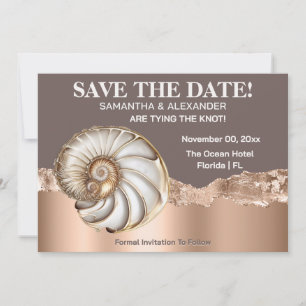 Invitación Glam Gold marfil Concha de Caracol Playa Save The 