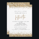 Invitación Glam Gold Purpurina 50º Fiesta White<br><div class="desc">Glam Gold Purpurina 50Fiesta White. Los elegantes bordes de confeti de purpurina dorado están en la parte superior e inferior y también en la parte trasera. El cincuenta es un estilo moderno de escritura a mano. Personaliza fácilmente el resto del texto a tu propia persona.</div>