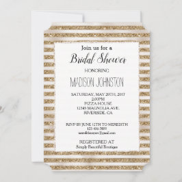 Invitación Glam Gold Purpurina Pearl Stripes