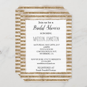 Invitación Glam Gold Purpurina Pearl Stripes