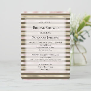 Invitación Glam Gold Rubor Pink Brown Stripes Bripes Brillant